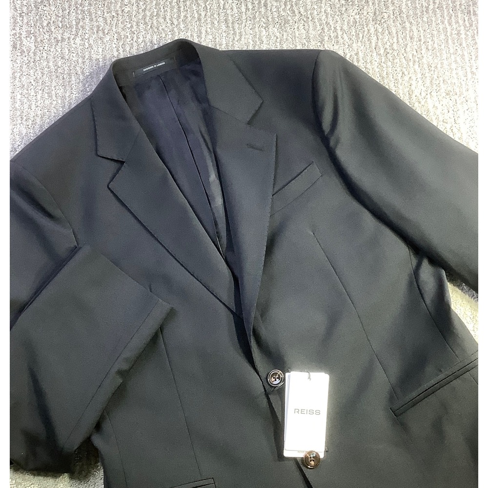 Reiss Promise SB 2B Notch Black Single Breasted Blazer‎ Jacket 40 Short NWT